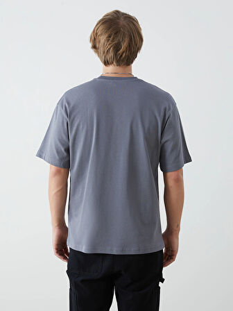 XSIDE Gri Bisiklet Yaka Penye Erkek Tişört