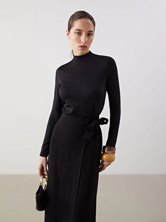 LCWAIKIKI Classic Siyah Beli Lastikli Kadın Etek