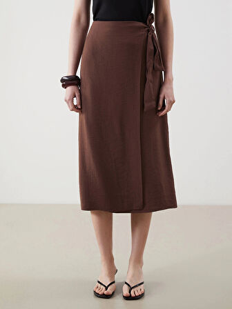 LCWAIKIKI Classic Kahverengi Beli Lastikli Kadın Etek