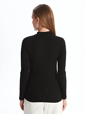 LCW Modest Siyah Dik Yaka Düz Uzun Kollu Kadın Body