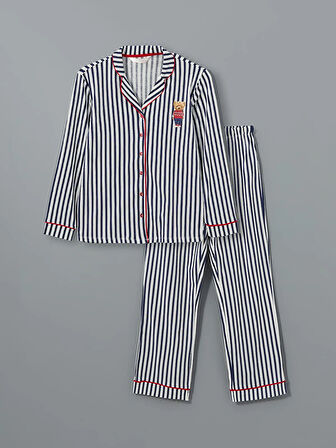 Gömlek Yaka Çizgili Kadın Pijama Takımı_W4LT81Z8-LGS_8684683451841_2XL