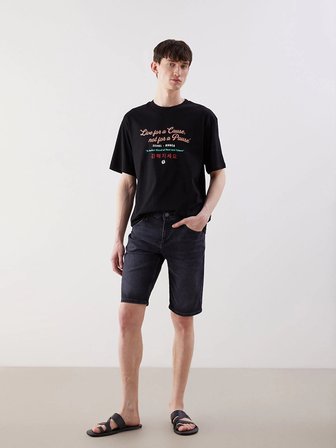 LCW Jeans Siyah Standart Kalıp Erkek Jean Şort