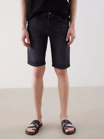 LCW Jeans Siyah Standart Kalıp Erkek Jean Şort