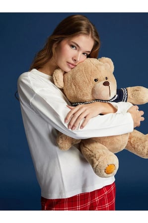 LCW DREAM Kırmızı Bisiklet Yaka Baskılı Kadın Pijama Takımı