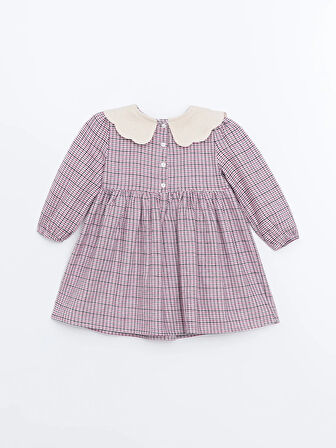 Bebe Yaka Ekose Desen Flanel Kız Çocuk Elbise_W4LO86Z1-LNQ86846835092142-3 Yaş