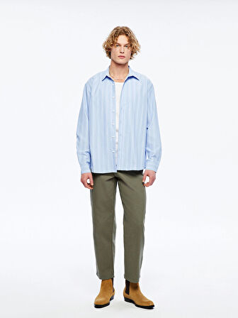 XSIDE Mavi Regular Fit Uzun Kollu Poplin Erkek Gömlek