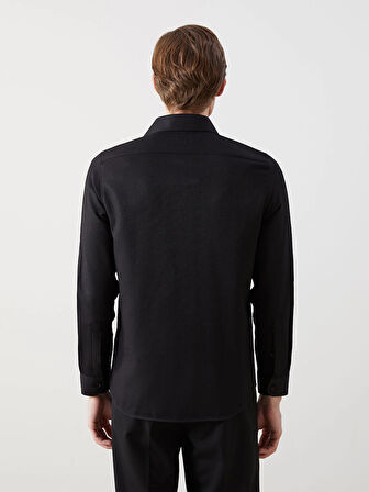 LCWAIKIKI Formal SİYAH Regular Fit Uzun Kollu Armürlü Erkek Gömlek
