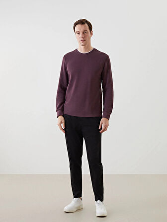 LCWAIKIKI Classic Mürdüm Bisiklet Yaka Uzun Kollu Erkek Sweatshirt