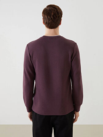 LCWAIKIKI Classic Mürdüm Bisiklet Yaka Uzun Kollu Erkek Sweatshirt