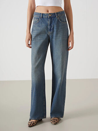 LCW Jeans İNDİGO Baggy Fit Kadın Jean Pantolon