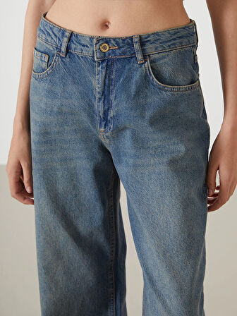 LCW Jeans İNDİGO Baggy Fit Kadın Jean Pantolon