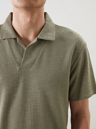 LCW Vision Yeşil Polo Yaka Kısa Kollu Erkek Dokulu Tişört