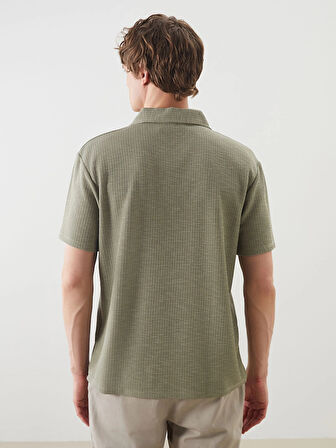 LCW Vision Yeşil Polo Yaka Kısa Kollu Erkek Dokulu Tişört