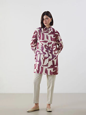 LCW Modest Kirmizi Desenli Kadın Gömlek Tunik