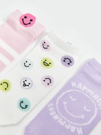 LCW Kids Pembe Desenli Kız Çocuk Patik Çorap 5'li