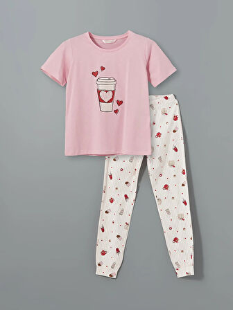 Bisiklet Yaka Baskılı Kadın Pijama Takımı_W4G331Z8-LT4_8684684036825_L
