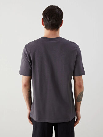 XSIDE Antrasit Bisiklet Yaka Baskılı Penye Erkek Tişört
