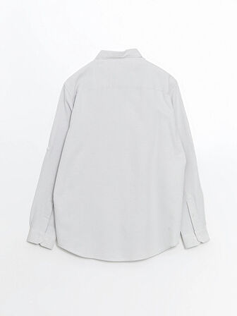 LCW Vision GRİ Slim Fit Uzun Kollu Armürlü Erkek Gömlek