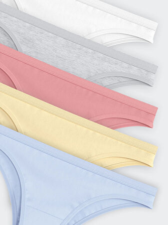 LCW Young Mavi Düz Brazilian Külot 5'li Paket