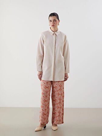 LCW Modest Bej Regular Fit Kadın Gömlek Tunik