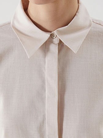 LCW Modest Bej Regular Fit Kadın Gömlek Tunik