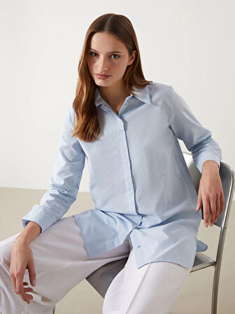 LCW Modest Mavi Regular Fit Kadın Gömlek Tunik