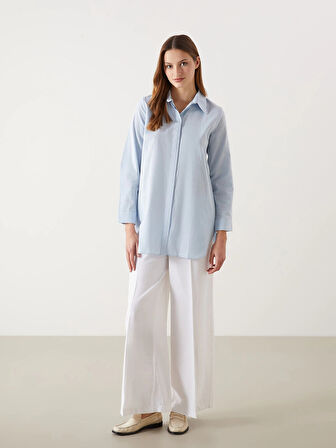 LCW Modest Mavi Regular Fit Kadın Gömlek Tunik