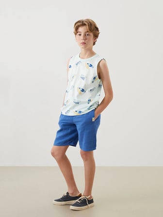 LCW Kids Mavi Beli Lastikli Erkek Çocuk Şort