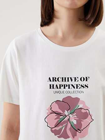 LCW DREAM PEMBE Bisiklet Yaka Çiçekli Kadın Pijama Takımı