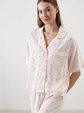 LCW DREAM Pembe Gömlek Yaka Baskılı Kadın Pijama Takımı