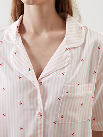 LCW DREAM Pembe Gömlek Yaka Baskılı Kadın Pijama Takımı