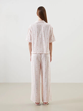 LCW DREAM Pembe Gömlek Yaka Baskılı Kadın Pijama Takımı