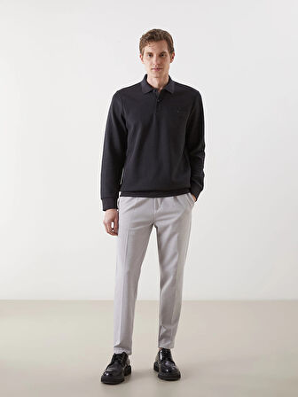 LCWAIKIKI Classic Antrasit Polo Yaka Uzun Kollu Erkek Sweatshirt