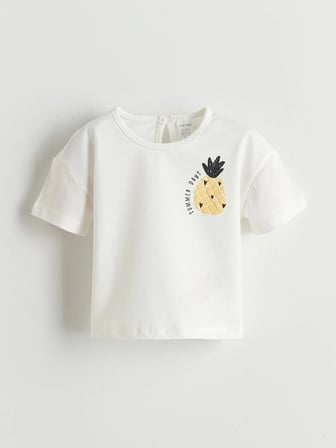 LCW baby Bej Meyve Baskılı Kız Bebek Tişört 2'li