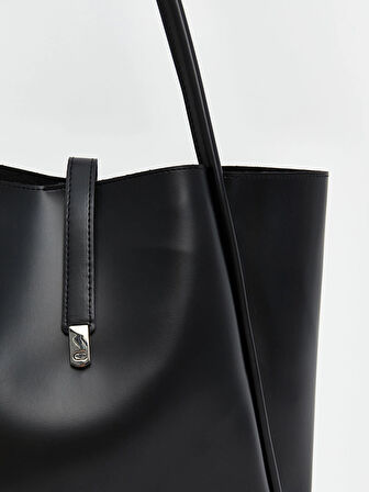 LCW ACCESSORIES Siyah Deri Görünümlü Kadın Kol Çantası