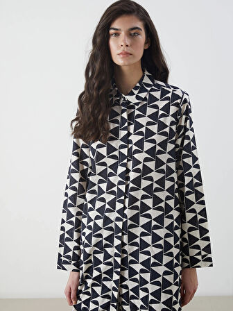 LCW Modest Siyah Desenli Kadın Gömlek Tunik