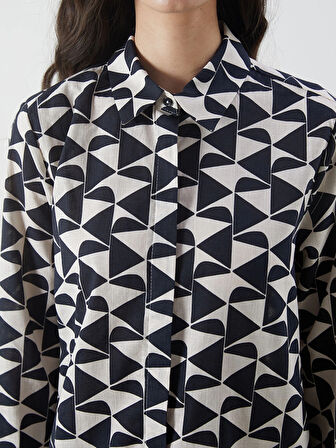 LCW Modest Siyah Desenli Kadın Gömlek Tunik