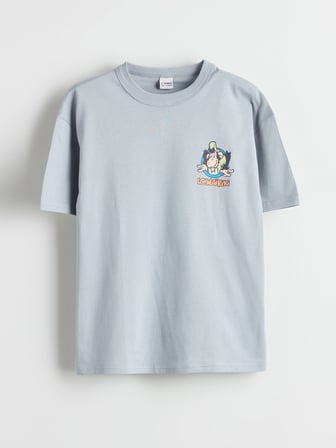LCW Kids Gri Bisiklet Yaka Nostaljik Maymun Baskılı Erkek Çocuk Tişört