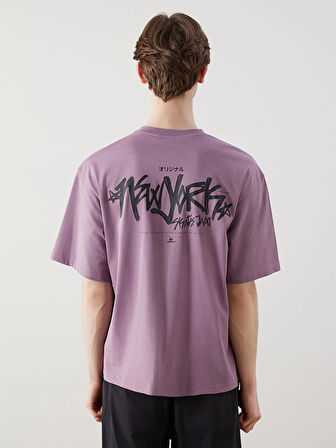 XSIDE Mor Bisiklet Yaka Baskılı Erkek Tişört