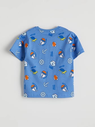 LCW Kids Mavi Baskılı Erkek Çocuk Şortlu Pijama Takımı
