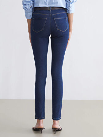 LCW Jeans Indigo Beli Kemerli Mercury Skinny Fit Kadın Jean Pantolon
