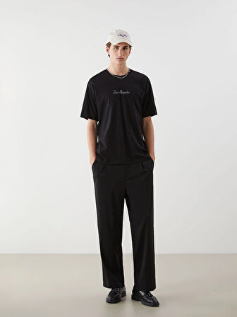 XSIDE Siyah Bisiklet Yaka Baskılı Erkek Tişört