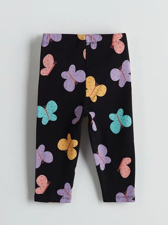 LC Waikiki Beli Lastikli Kelebek Baskılı Kız Çocuk Tayt