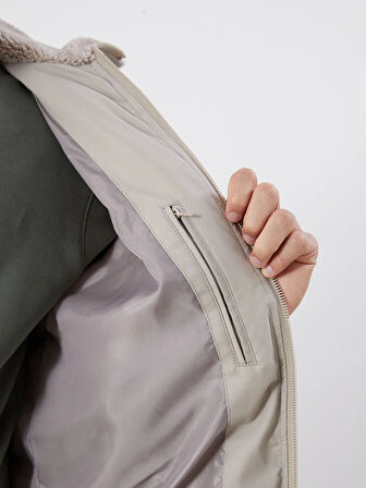 LCW Vision Bej Standart Kalıp Gömlek Yaka Erkek Deri Görünümlü Mont