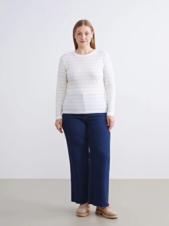 LCW Modest Indigo Wideleg Kadın Jean Pantolon