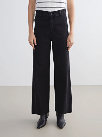 LCW Modest Siyah Wideleg Kadın Jean Pantolon