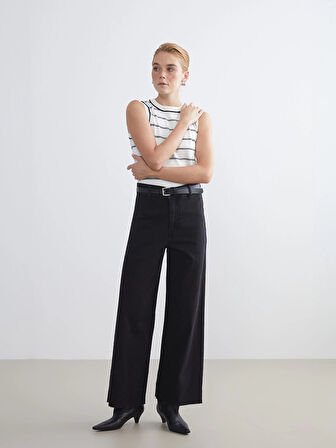 LCW Modest Siyah Wideleg Kadın Jean Pantolon