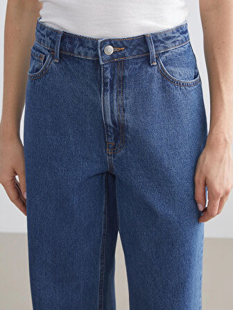LCW Modest Indigo Wideleg Kadın Jean Pantolon