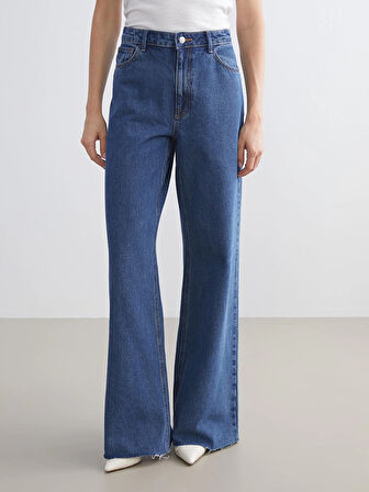LCW Modest Indigo Wideleg Kadın Jean Pantolon