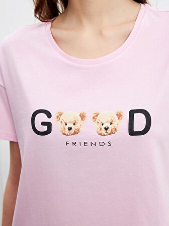 LCW Young Pembe Ayı Teddy Baskılı Kadın Şortlu Pijama Takımı